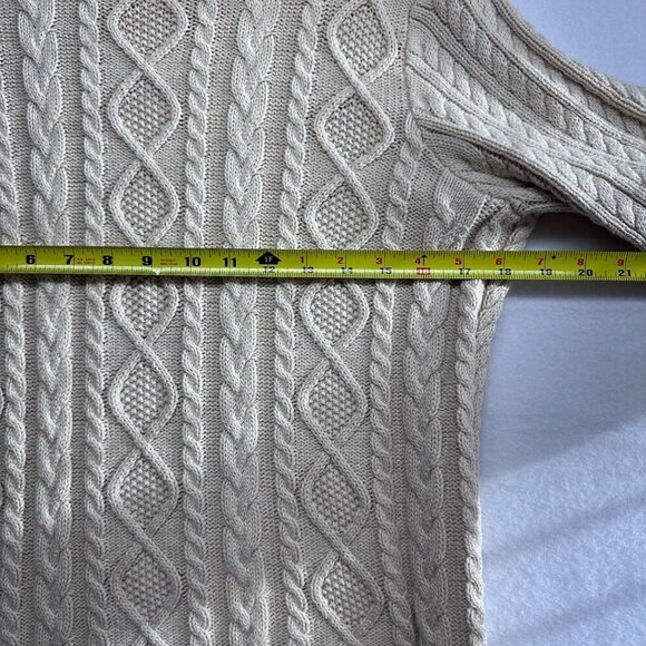 Croft & Barrow Womens Cable Knit Fisherman Turtleneck Sweater Size M Ivory Cream - Picture 9 of 10